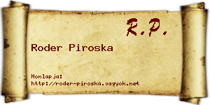 Roder Piroska névjegykártya